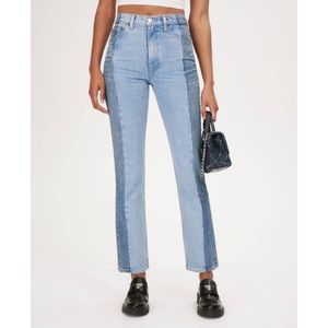 NWT Rare Reformation Cynthia Reworked High Rise Straight Leg Jeans in Ozark Wash